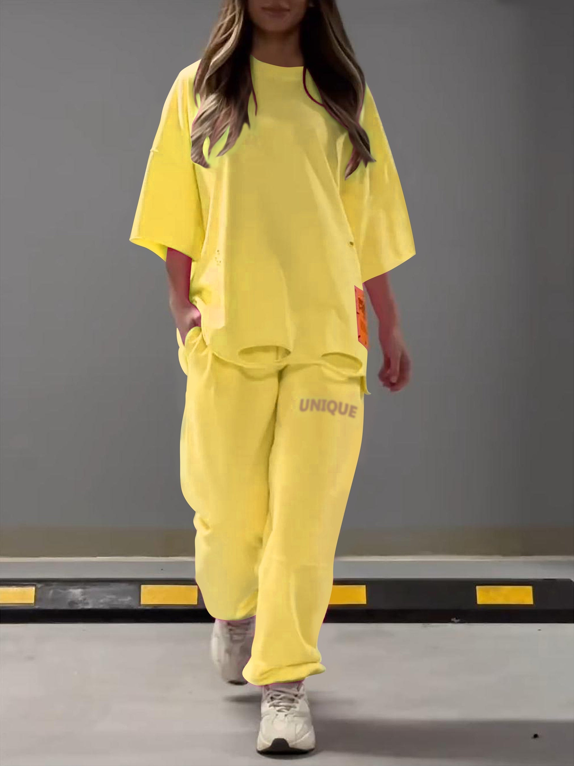 Bequemes Damen Loungewear Set – oversized T-Shirt und lockere Hose, weicher Stoff, für entspannte Tage 3