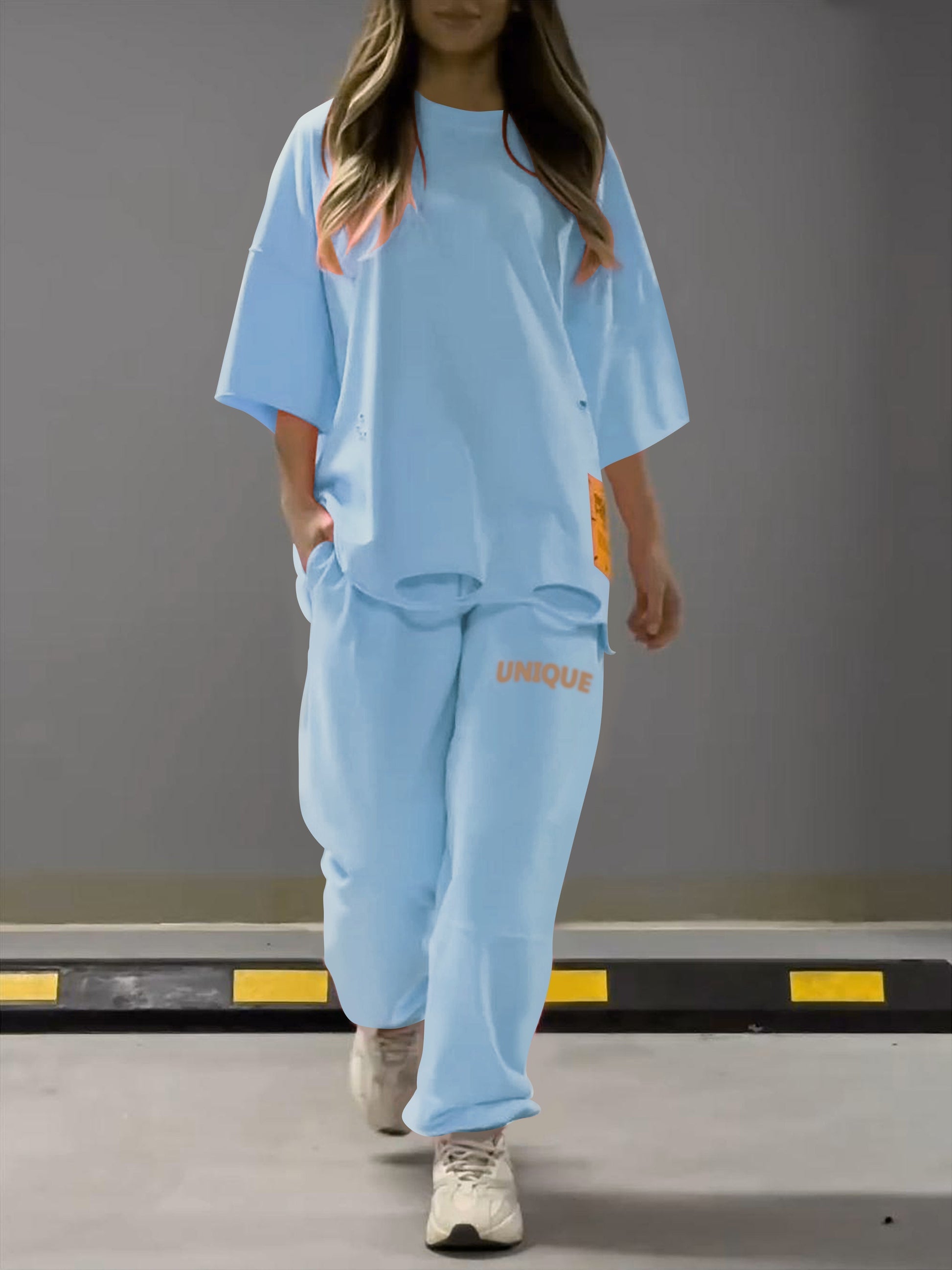 Bequemes Damen Loungewear Set – oversized T-Shirt und lockere Hose, weicher Stoff, für entspannte Tage 7