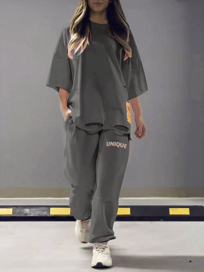 Bequemes Damen Loungewear Set – oversized T-Shirt und lockere Hose, weicher Stoff, für entspannte Tage 8