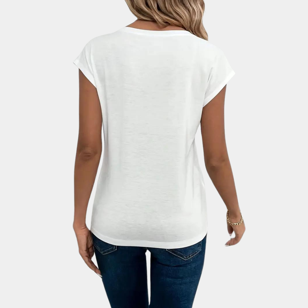 Bequemes Damen T-Shirt – lässiger V-Ausschnitt, Baumwolle, für Frühling und Sommer 1