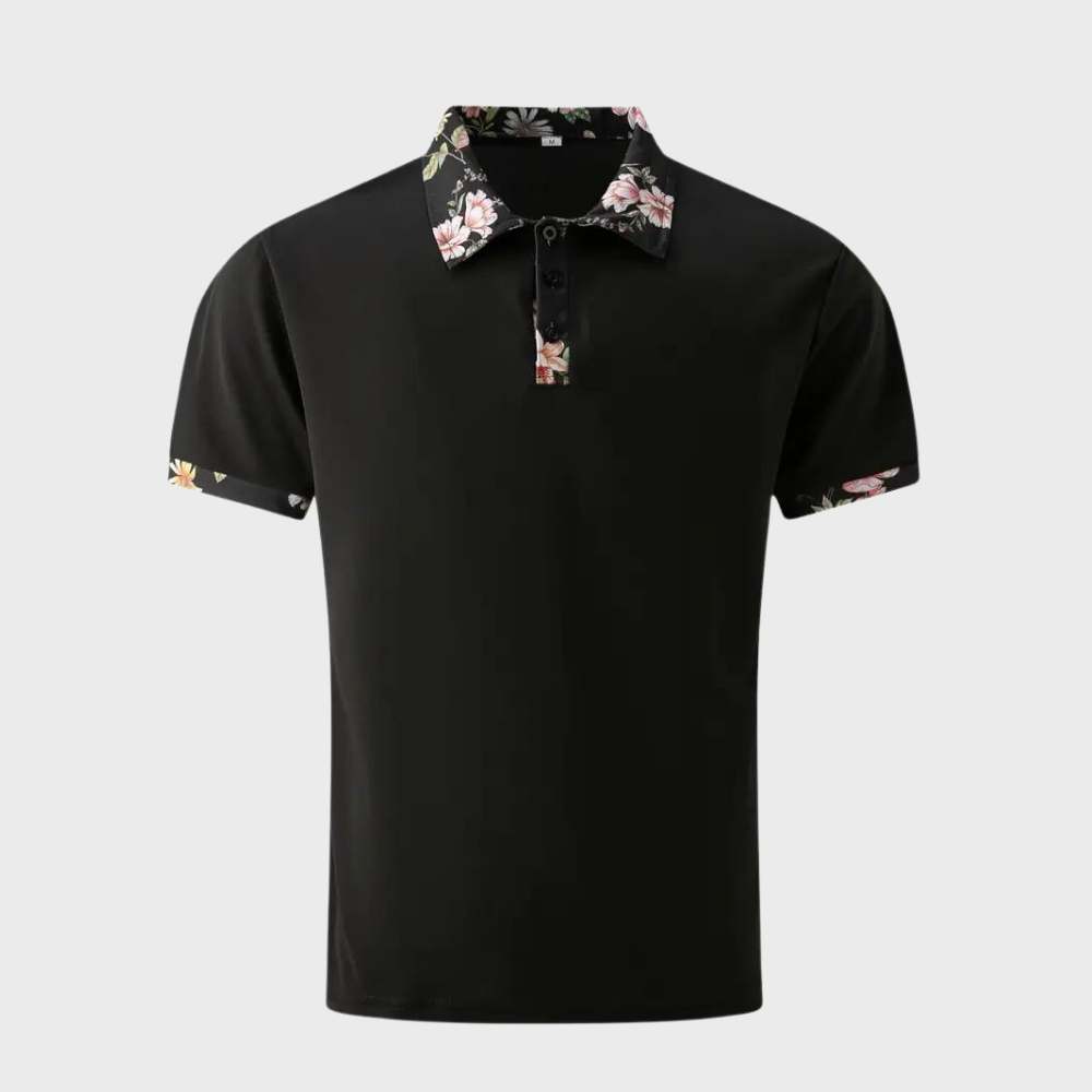 Bequemes Herren Poloshirt – florales Design, Polyester, für Freizeit und Alltag 1