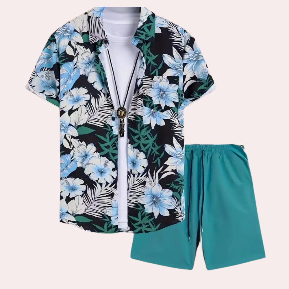 Bequemes Herren Set – geblümtes Design, leichte Baumwolle, ideal für Frühling und Sommer 1