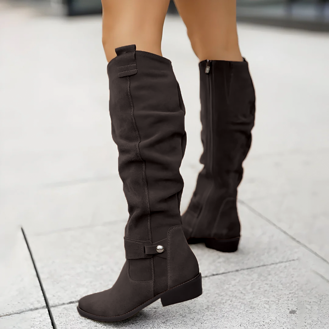 Supportive Women's Knee Boots - Suede Slouch, Everyday