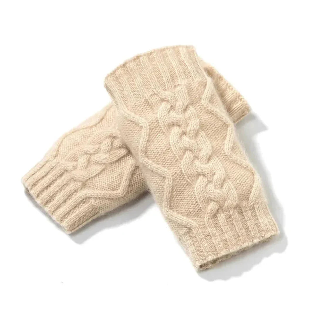 Cozy Women's Fingerless Gloves - Cable Cashmere, Winter