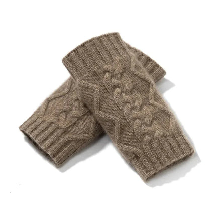 Cozy Women's Fingerless Gloves - Cable Cashmere, Winter