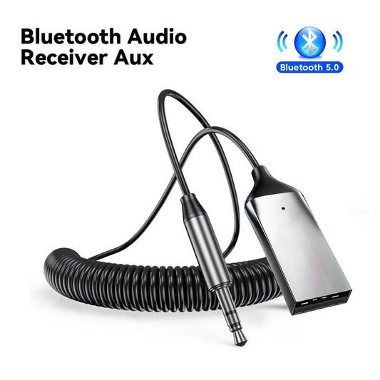 Bluetooth 5.0 Audio Adapter Transmitter and Receiver, Wireless Bluetooth Audio Receiver with 3.5mm AUX for Car and Speakers 0