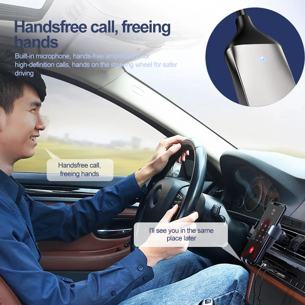 Bluetooth 5.0 Audio Adapter Transmitter and Receiver, Wireless Bluetooth Audio Receiver with 3.5mm AUX for Car and Speakers 2