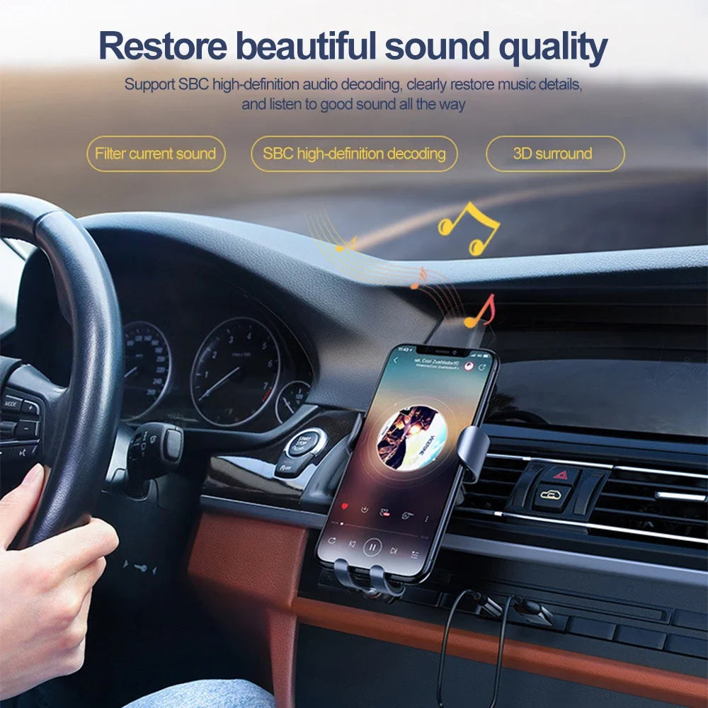 Bluetooth 5.0 Audio Adapter Transmitter and Receiver, Wireless Bluetooth Audio Receiver with 3.5mm AUX for Car and Speakers 3