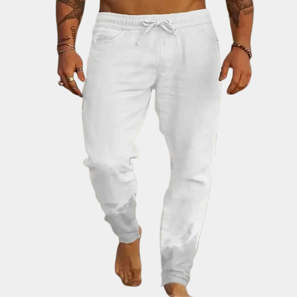 Breathable men's casual trousers – relaxed fit, linen, for summer 0