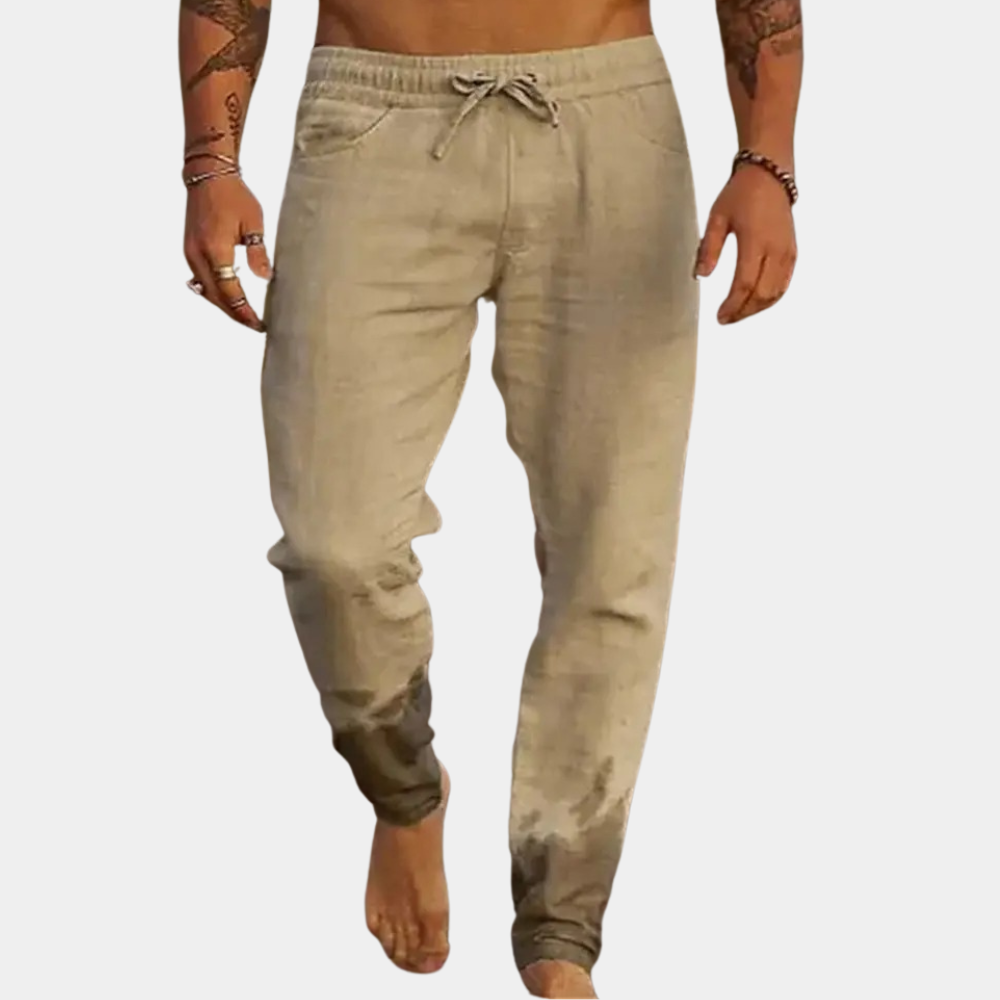 Breathable men's casual trousers – relaxed fit, linen, for summer 2