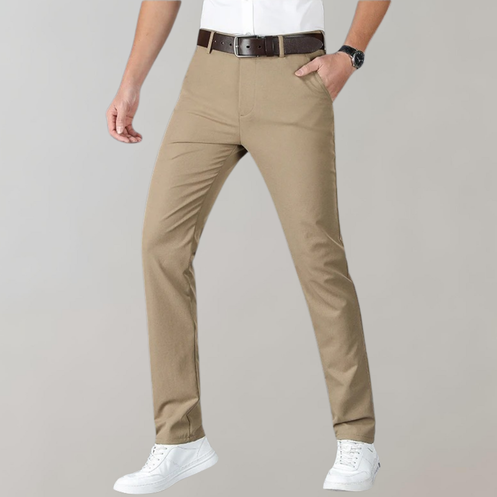 Breathable men's khaki pants – flexible fit, lightweight cotton, for casual summer wear 7