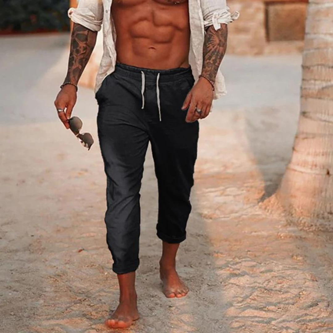 Breathable men's linen pants – casual fit, lightweight fabric, for outdoor adventures 0