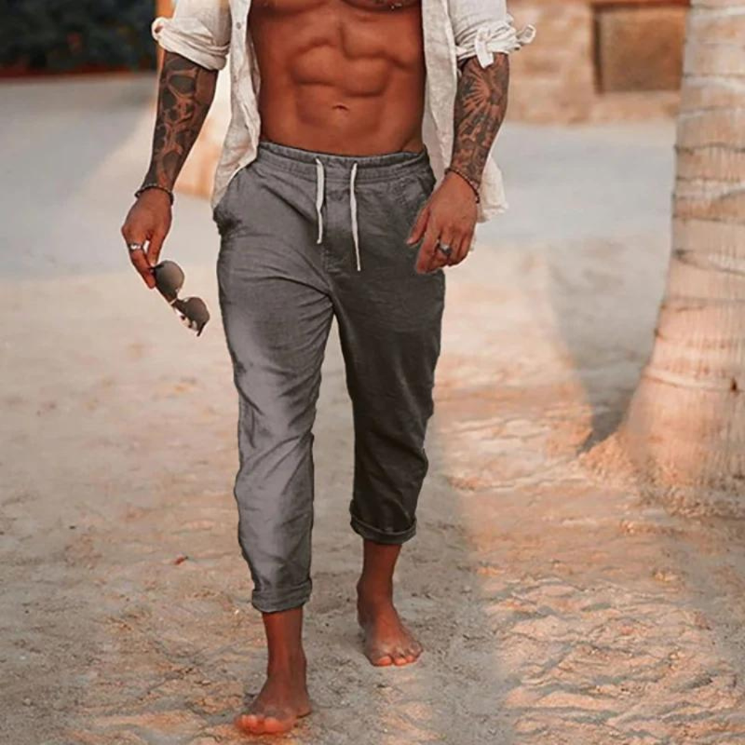 Breathable men's linen pants – casual fit, lightweight fabric, for outdoor adventures 1