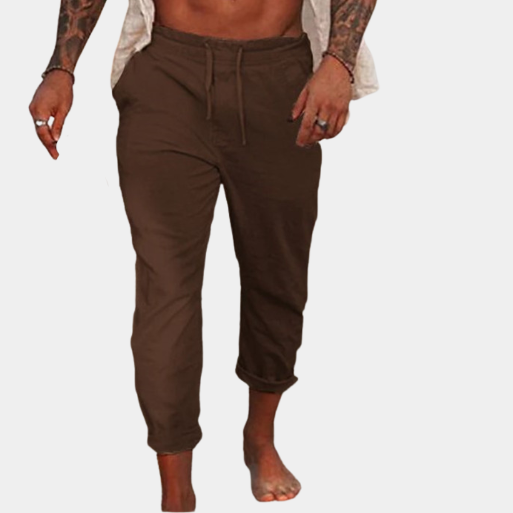 Breathable men's linen trousers – relaxed fit, lightweight fabric, for casual outings 5