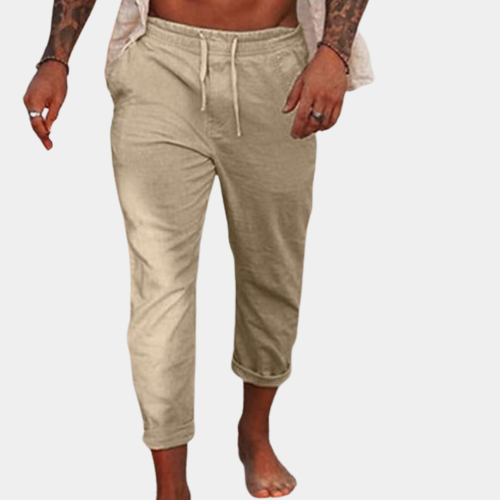 Breathable men's linen trousers – relaxed fit, lightweight fabric, for casual outings 6