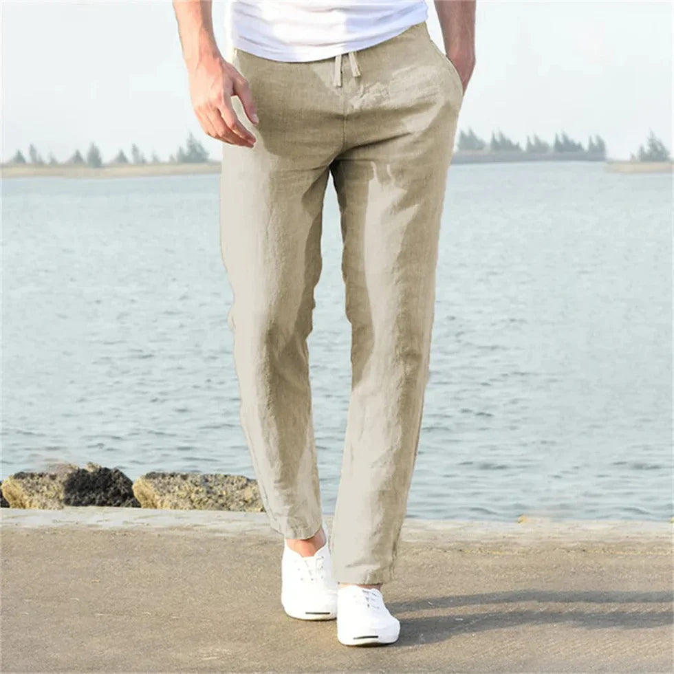 Breathable men's luxury linen pants – modern fit, cotton blend, for casual or semi-formal occasions 0