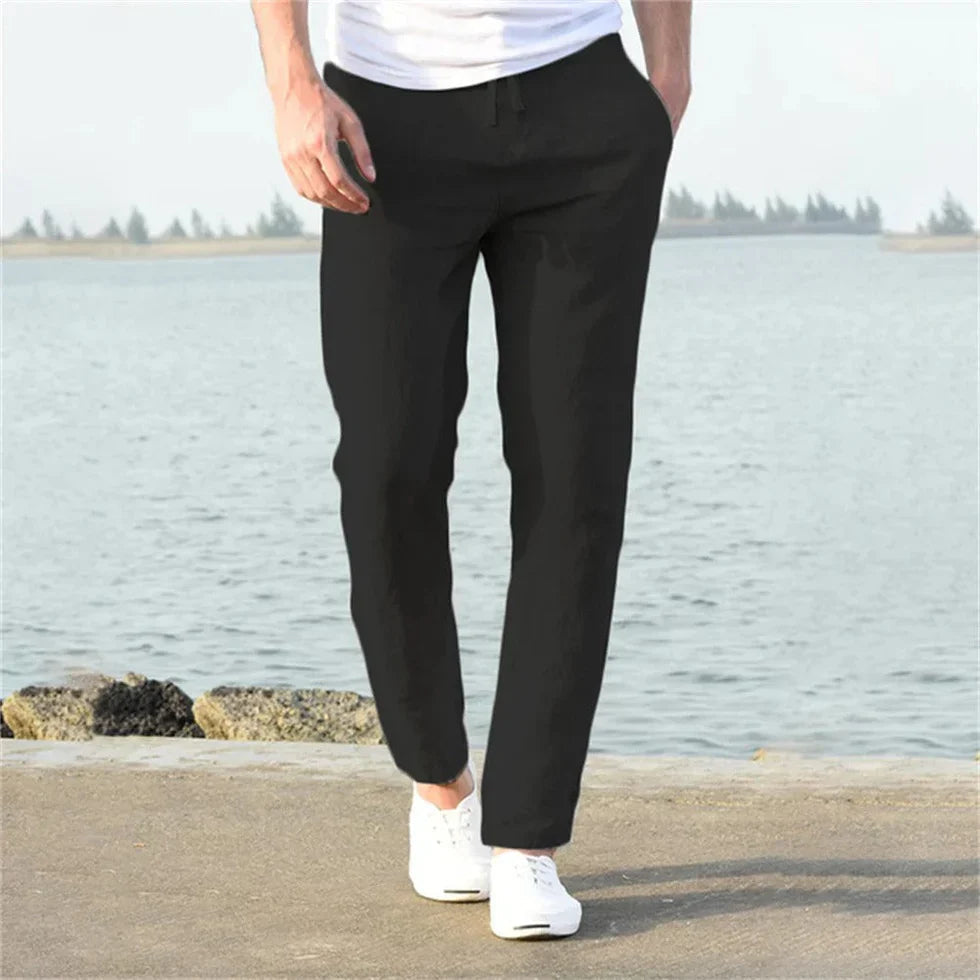 Breathable men's luxury linen pants – modern fit, cotton blend, for casual or semi-formal occasions 1