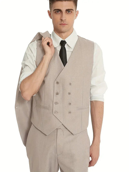Breathable men's suit – fitted three-piece design, high-quality fabric, for formal occasions 1