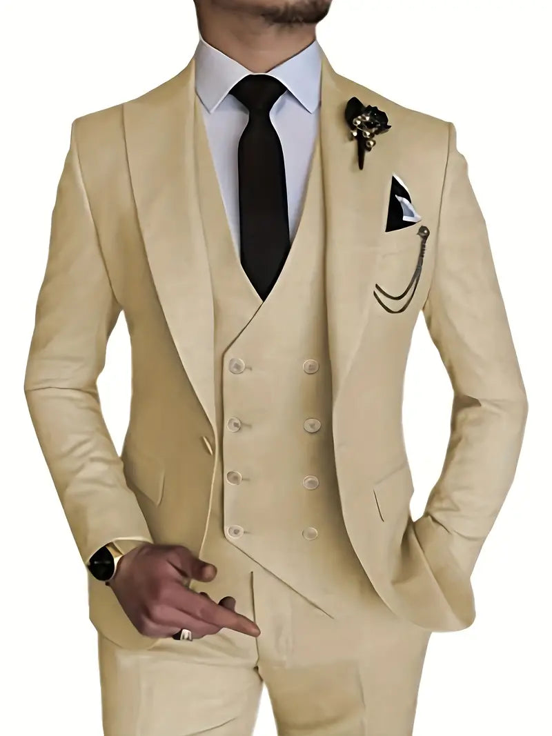 Breathable men's suit – fitted three-piece design, high-quality fabric, for formal occasions 10