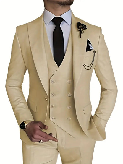Breathable men's suit – fitted three-piece design, high-quality fabric, for formal occasions 10