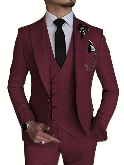 Breathable men's suit – fitted three-piece design, high-quality fabric, for formal occasions 11