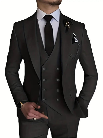Breathable men's suit – fitted three-piece design, high-quality fabric, for formal occasions 12