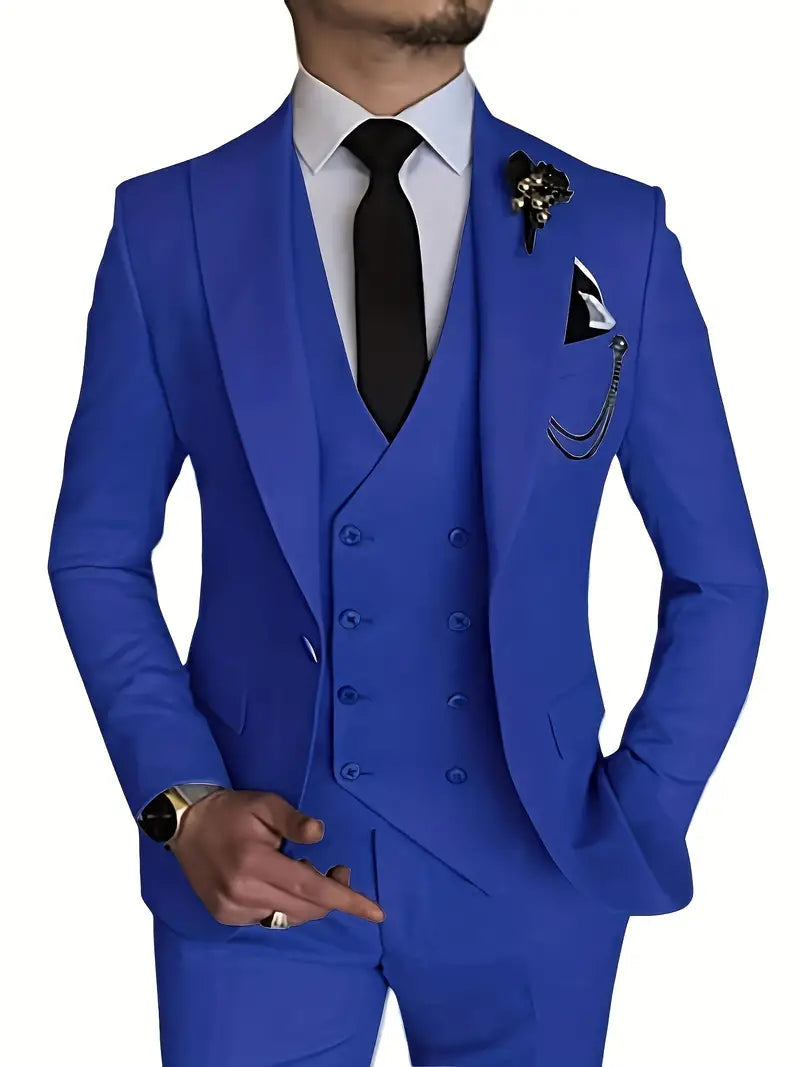 Breathable men's suit – fitted three-piece design, high-quality fabric, for formal occasions 13
