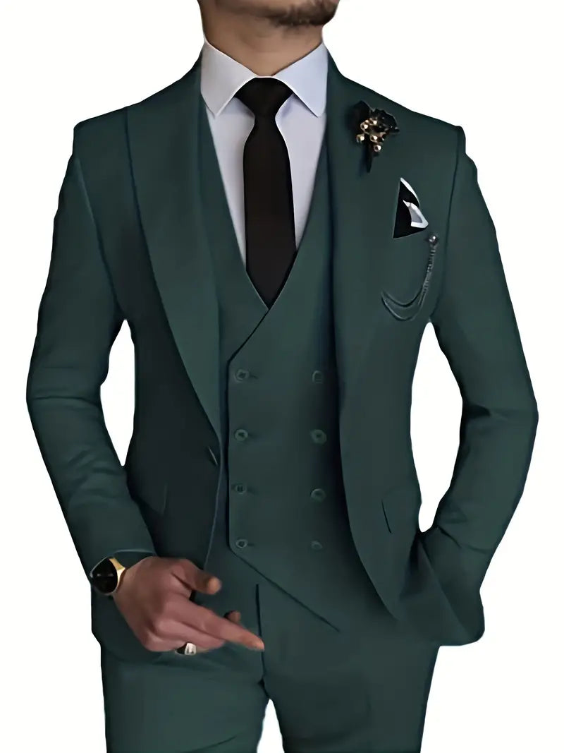 Breathable men's suit – fitted three-piece design, high-quality fabric, for formal occasions 14