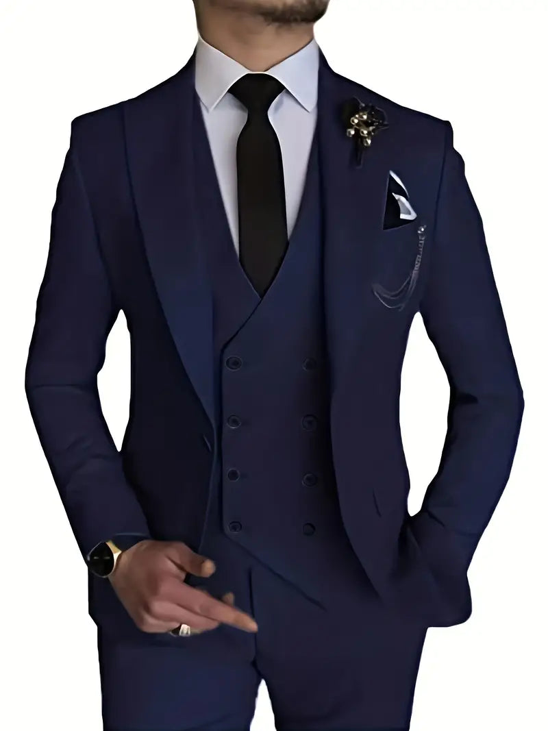 Breathable men's suit – fitted three-piece design, high-quality fabric, for formal occasions 15