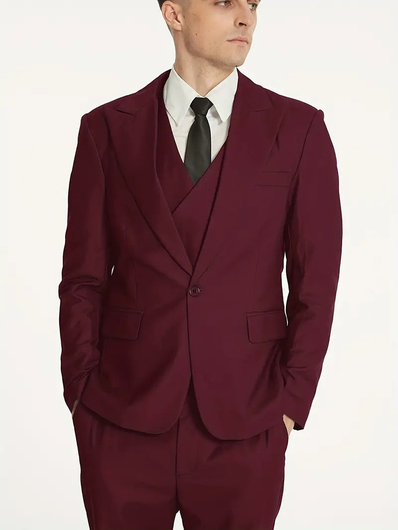 Breathable men's suit – fitted three-piece design, high-quality fabric, for formal occasions 3