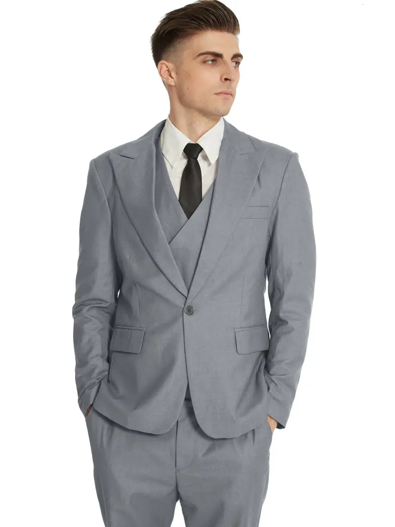 Breathable men's suit – fitted three-piece design, high-quality fabric, for formal occasions 7