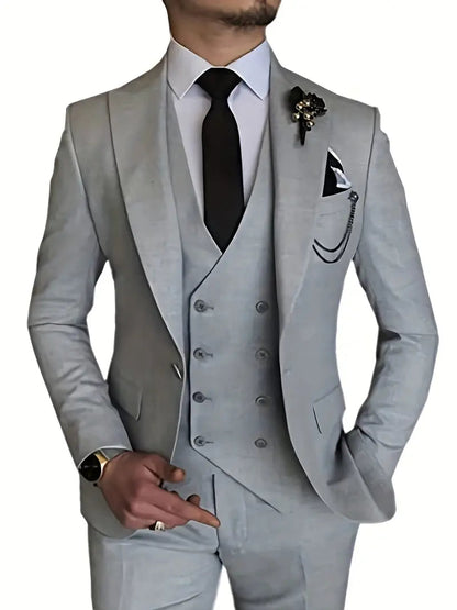 Breathable men's suit – fitted three-piece design, high-quality fabric, for formal occasions 9