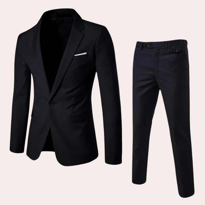 Breathable men's suit set – classic blazer and tailored trousers, premium fabric, for formal occasions 0
