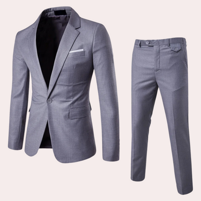 Breathable men's suit set – classic blazer and tailored trousers, premium fabric, for formal occasions 4