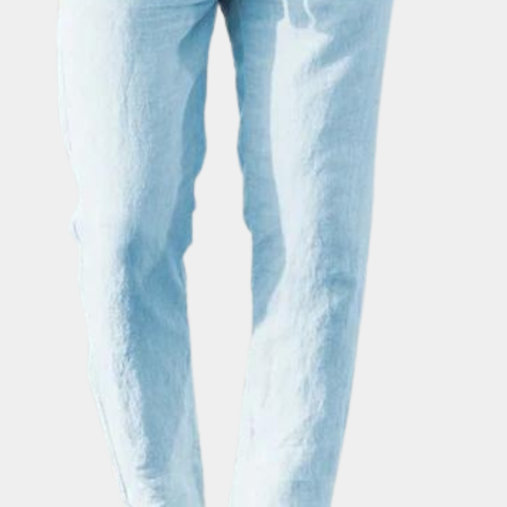 Breathable men's summer trousers – relaxed fit, linen, for casual outings 1