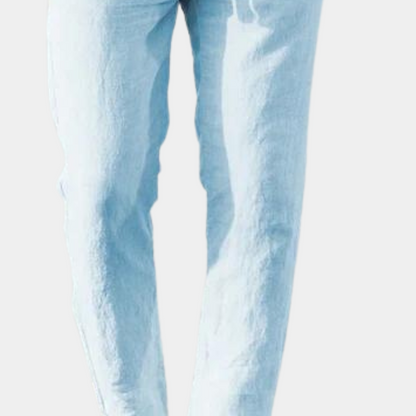 Breathable men's summer trousers – relaxed fit, linen, for casual outings 1