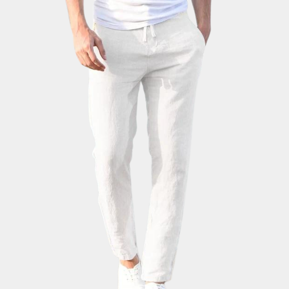 Breathable men's summer trousers – relaxed fit, linen, for casual outings 3