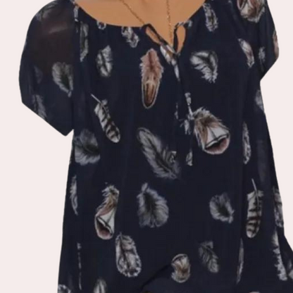 Breathable women’s blouse – relaxed V-neck, cotton, for summer outings 2