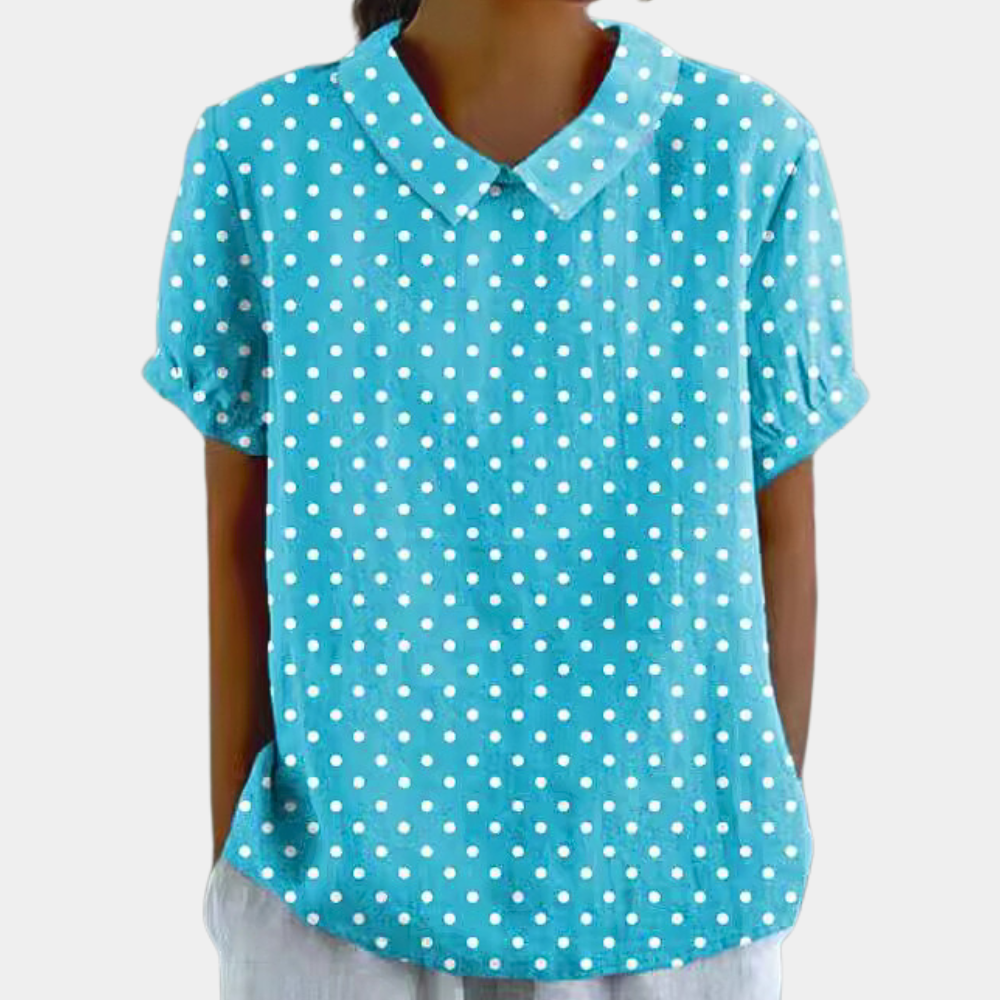 Breathable women's blouse – short-sleeve floral design, stretchy, for summer outings 4