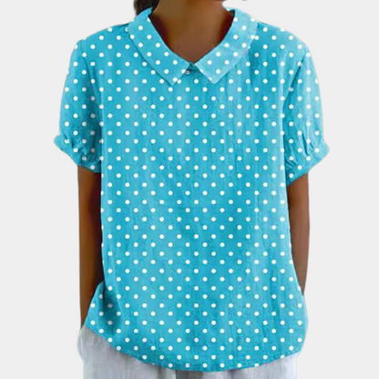 Breathable women's blouse – short-sleeve floral design, stretchy, for summer outings 4