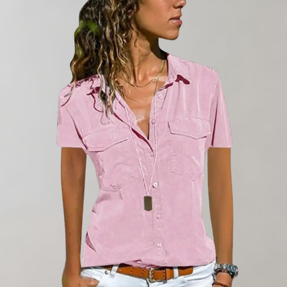 Breathable women's blouse – short sleeve, lightweight fabric, for summer outings 3