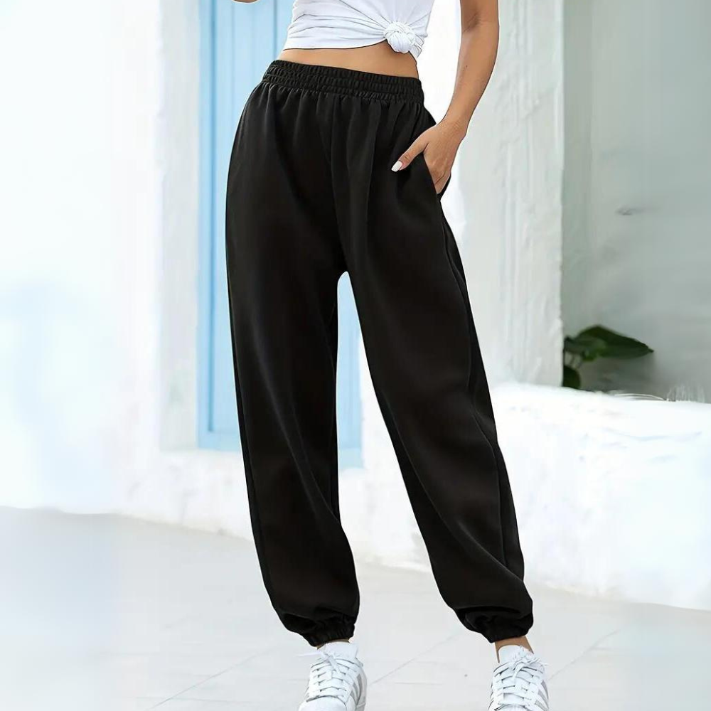 Breathable women's jogger pants – high-waisted, soft polyester, for casual wear 4