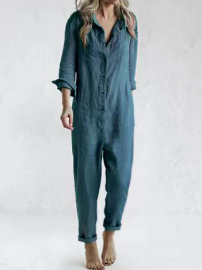 Breathable women's jumpsuit – long-sleeve design, cotton blend, for all seasons 7