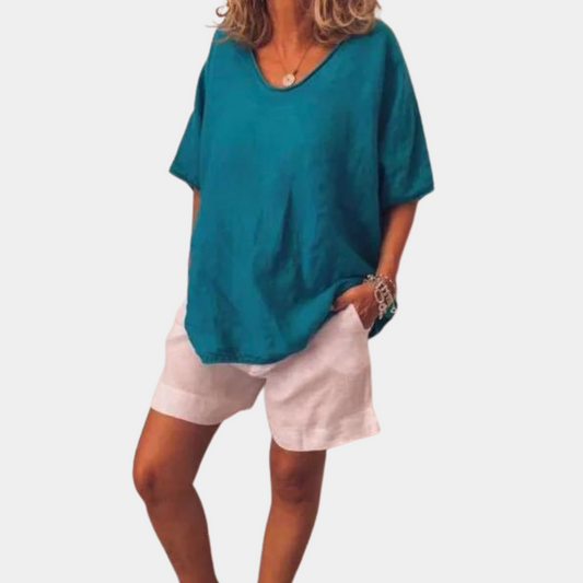Breathable women's oversized T-shirt – relaxed fit, cotton, for summer outings 0