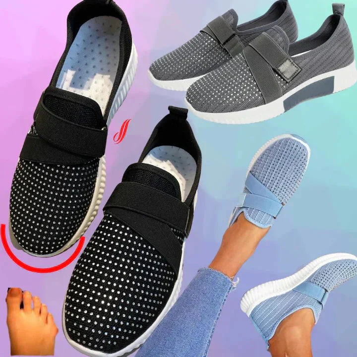 Breathable women's slip-on sneakers – adjustable strap, mesh, for casual wear 1