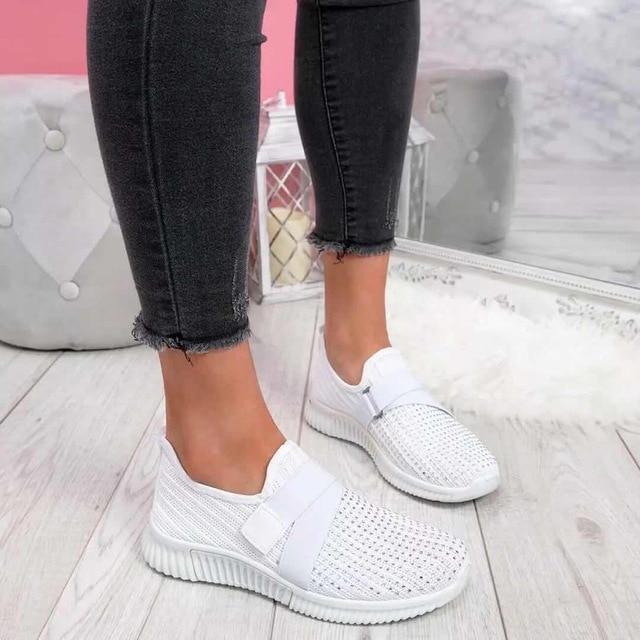 Breathable women's slip-on sneakers – adjustable strap, mesh, for casual wear 8