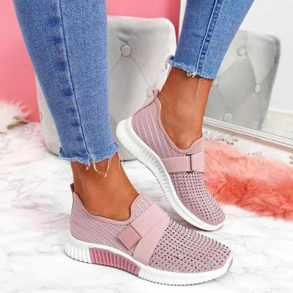 Breathable women's slip-on sneakers – adjustable strap, mesh, for casual wear 9
