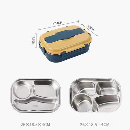 Thermo-Lunchbox aus Edelstahl, geteilte Bento, auslaufsicher