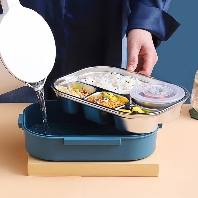 Thermo-Lunchbox aus Edelstahl, geteilte Bento, auslaufsicher