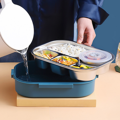 Thermo-Lunchbox aus Edelstahl, geteilte Bento, auslaufsicher
